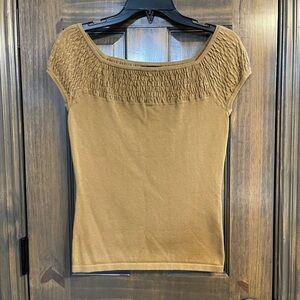 Anne Klein Smocked Fitted Lightweight Sweater/Blouse